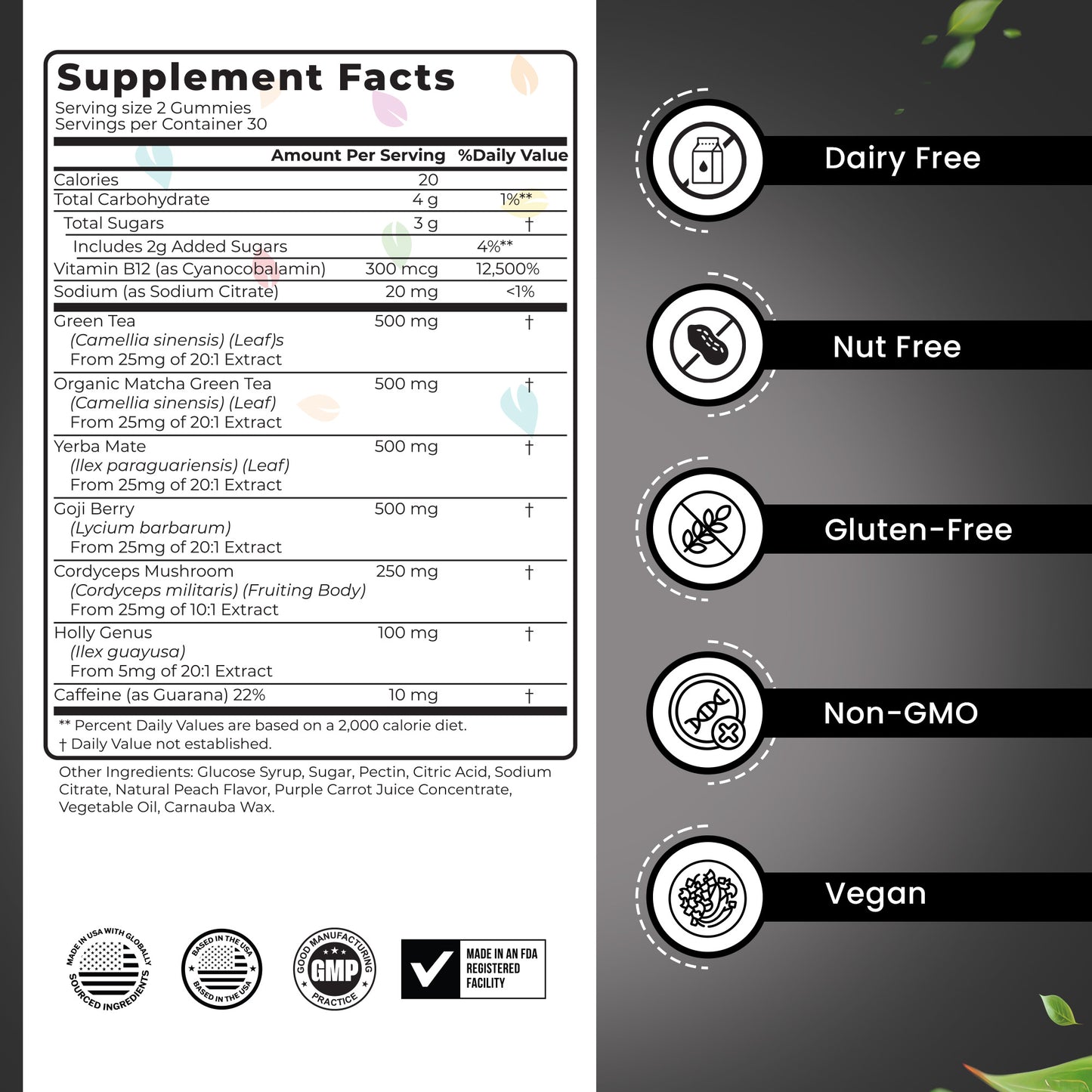 All-in-One Wellness Gummies with 8 Superfoods – All-Natural, Vegan, Jitter-Free Focus & Energy Supplement – 60 Gummies