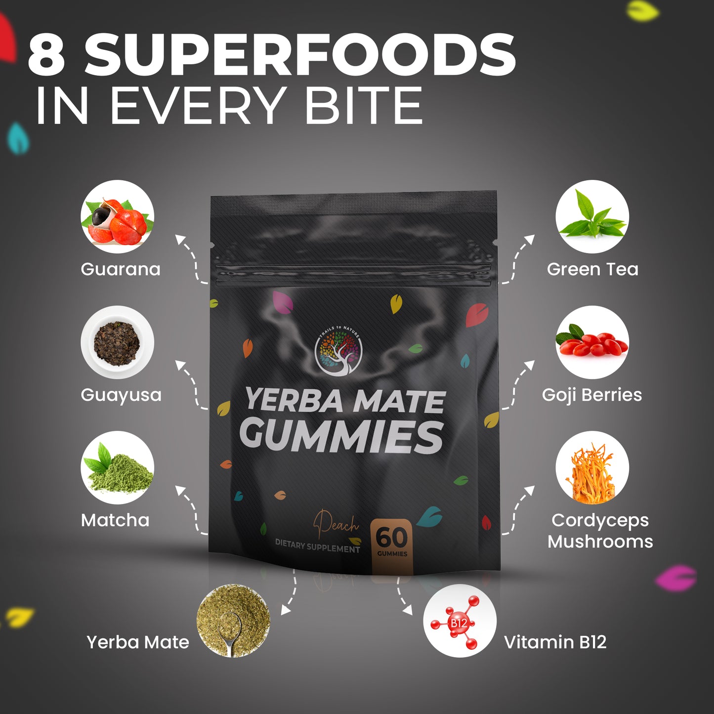 All-in-One Wellness Gummies with 8 Superfoods – All-Natural, Vegan, Jitter-Free Focus & Energy Supplement – 60 Gummies